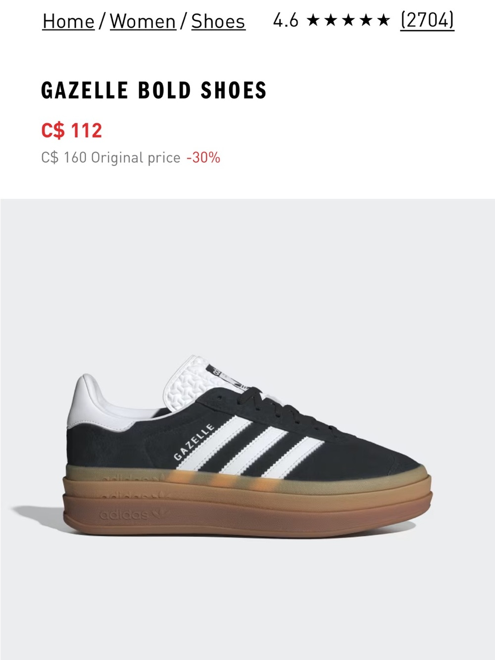 adidas Gazelle Bold Black Suede Shoes with White Stripes and Brown Gum Platform